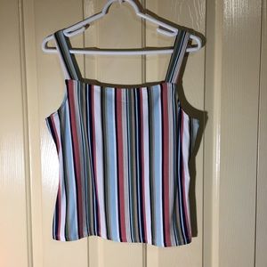 No Comment Striped Crop Tank Top